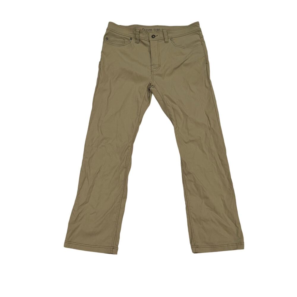 prAna Brion Slim Pant Mens 34x30 Khaki Nylon EUC Hiking Outdoor